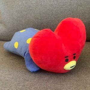BT21 Laydown Tata 16” Red Heart Plush K-Pop Pillow Toy